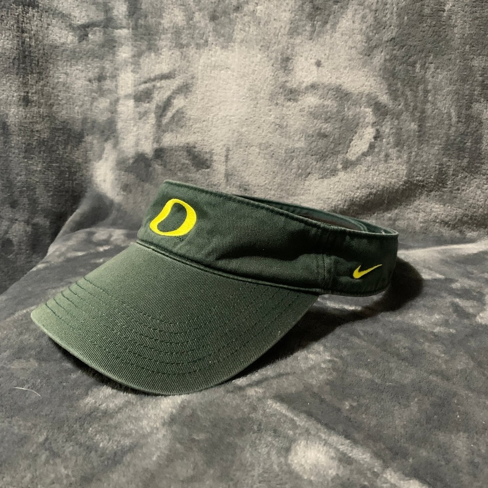 Nike Team University of Oregon Ducks Green Yellow O Logo Visor Hat Adjustable